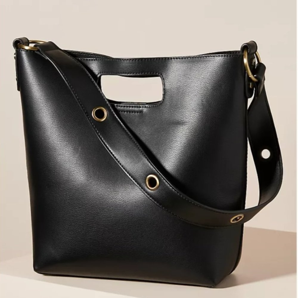 Anthropologie Black Convertible Bucket Bag NWOT